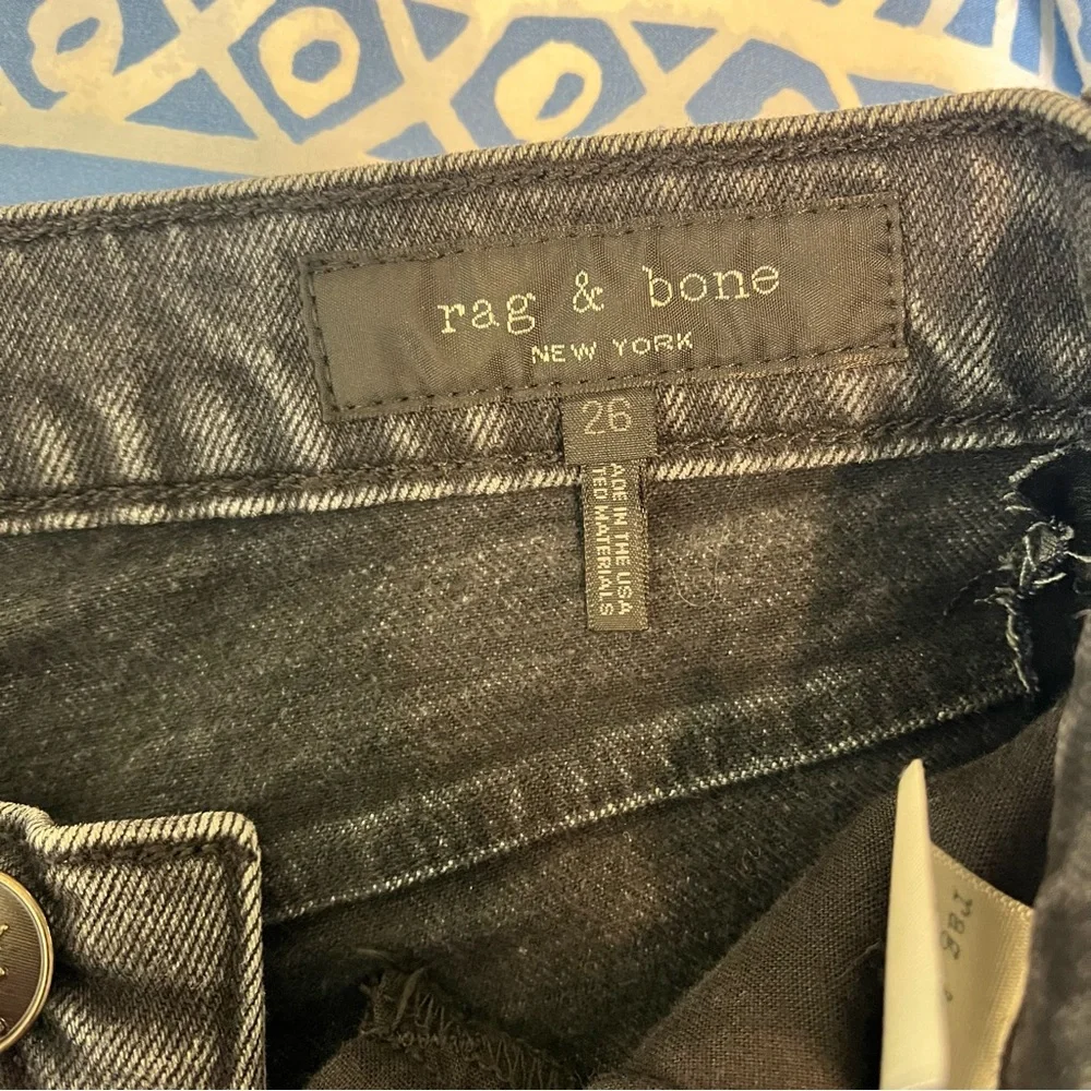 Rag & Bone Ankle Cigarette Jean in Black BK Bunnys Denim Size 26